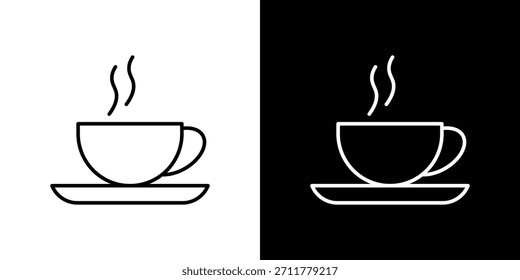 Esquema del icono de bebidas calientes. Vector aislado pictograma para el Web