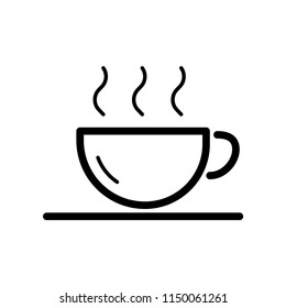 Hot Drinks Icon, put a smoke line on the coffee cup. Stroke outline style. Line vector. Isolate on white background.