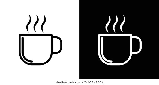 Hot Drinks Icon Set. Morning Beverage Vector Symbol. Cup of Coffee Sign. Tea Serving Icon.