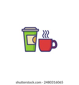 Hot drinks line icon. Coffee, tea, takeaway drink. Restaurant concept. Vector illustration can be used for topics like drinks, menu, coffee break