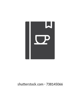 Hot drinks menu book icon vector, filled flat sign, solid pictogram isolated on white. Symbol, logo illustration.