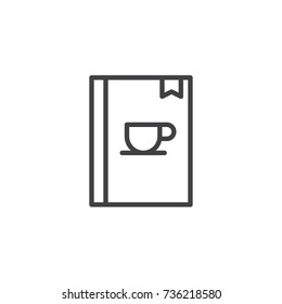 Hot drinks menu book line icon, outline vector sign, linear style pictogram isolated on white. Symbol, logo illustration. Editable stroke