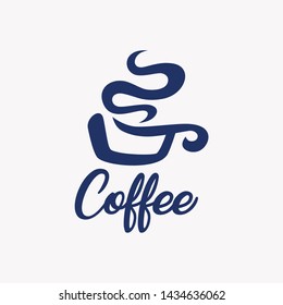 Hot drinks mug Logotype concept icon. Coffee cup foam Logo design vector template. 