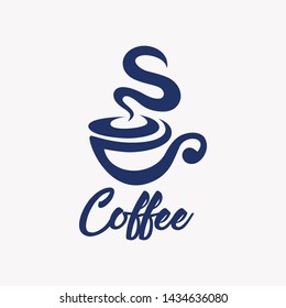 Hot drinks mug Logotype concept icon. Coffee cup foam Logo design vector template. 