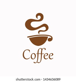 Hot drinks mug Logotype concept icon. Coffee cup foam Logo design vector template. 