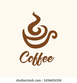 Hot drinks mug Logotype concept icon. Coffee cup foam Logo design vector template. 
