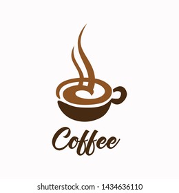 Hot drinks mug Logotype concept icon. Coffee cup foam Logo design vector template. 