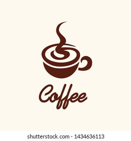Hot drinks mug Logotype concept icon. Coffee cup foam Logo design vector template. 