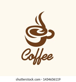 Hot drinks mug Logotype concept icon. Coffee cup foam Logo design vector template. 