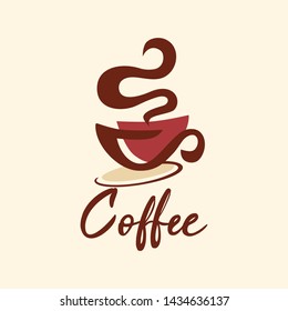 Hot drinks mug Logotype concept icon. Coffee cup foam Logo design vector template. 