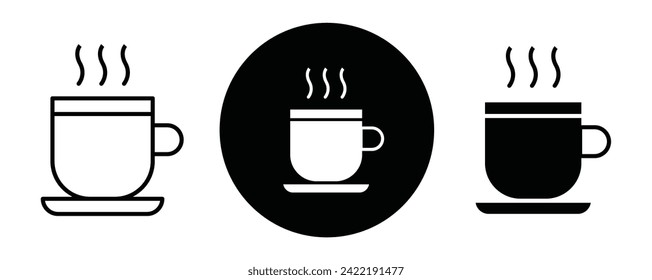 Hot drinks outline icon collection or set. Hot drinks Thin vector line art