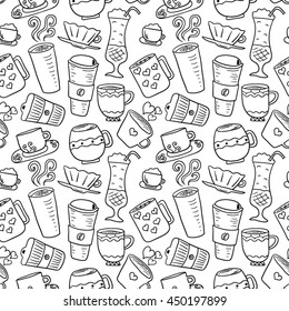 Hot drinks seamless pattern 