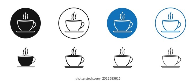 Hot drinks in set in black and blue color
