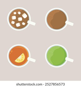 hot drinks set vector illustration