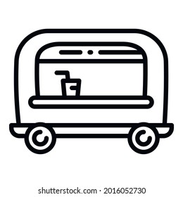 Hot drinks street trailer icon. Outline hot drinks street trailer vector icon for web design isolated on white background