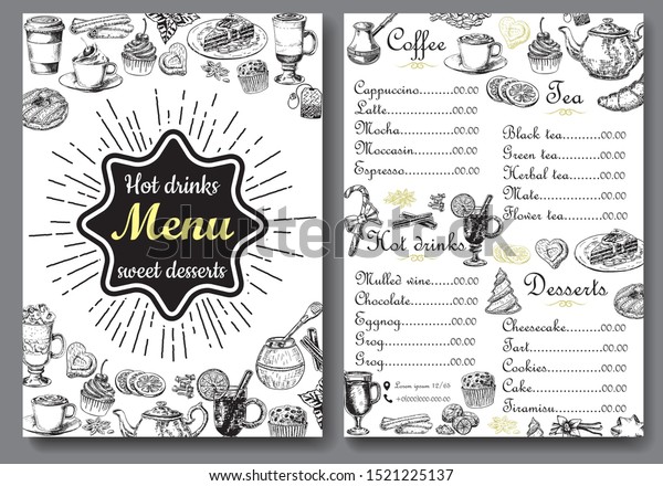 Hot Drinks Sweet Desserts Menu Vector Stock Vector (Royalty Free ...