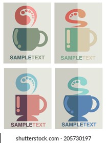 hot drinks,vector collection of coffee cards, tags and banners in flat style