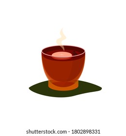 hot drnk lemon tea icon vector illustration white background 
