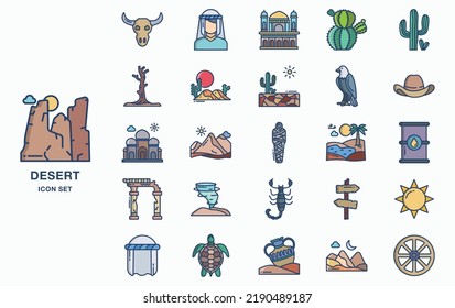 Hot And Dry Desert Icon Set