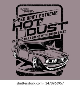 hot dust speed drift extreme, illustration of classic drift car