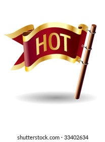 Hot e-commerce icon on royal vector flag button good for use in print, on websites, or on promotional materials.