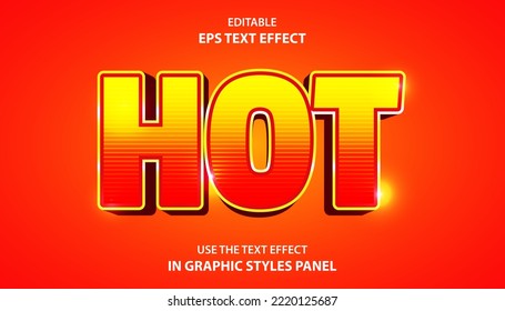 Hot editable text effect template, bright red and yellow gradient with horizontal graphic pattern