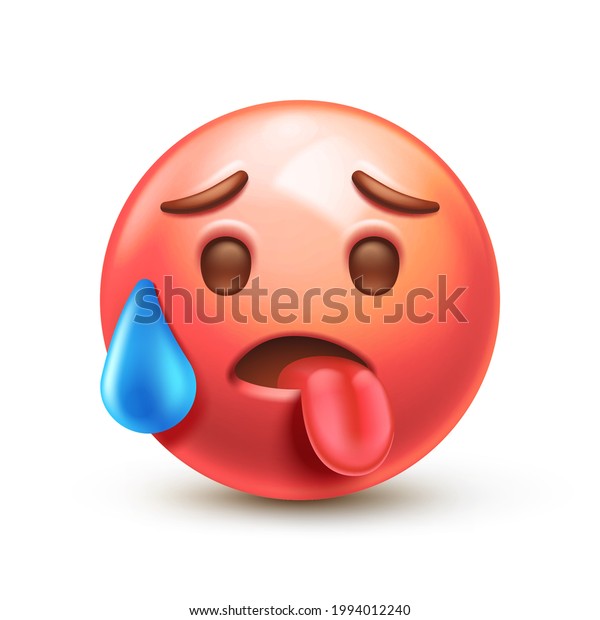 Hot Emoji Overheated Emoticon Red Face vetor stock (livre de direitos