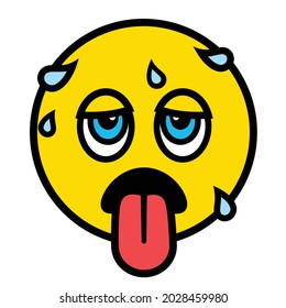 Hot Emoji Sweating Vector Design Art Stock Vector (Royalty Free