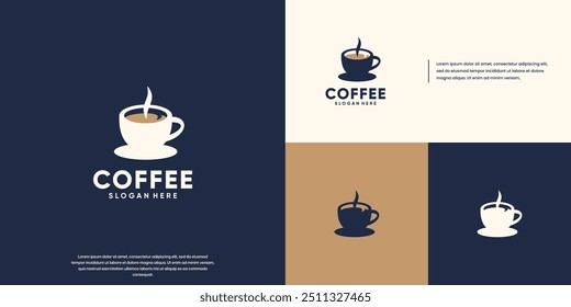 Hot espresso coffee, with glass shape cafe menu, graphic design template.