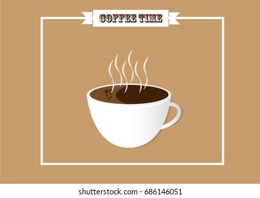 hot espresso with coffee time sign