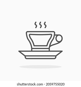 Hot Espresso Symbol. Bearbeitbarer Stroke und Pixel perfekt. Rahmenstil. Vektorgrafik. Genießen Sie dieses Symbol für Ihr Projekt.