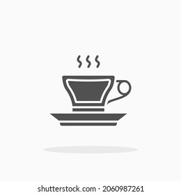 Hot Espresso icon. Solid black style. Vector illustration. Enjoy this icon for your project.