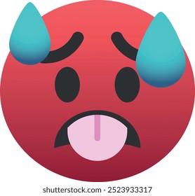 Ícone de emoji de cara quente. Cores modernas, elemento popular que representa calor ou atração, frequentemente usadas nas mídias sociais. Emoticon, elemento isolado.