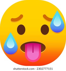 hot face emoji vector emoticon