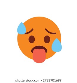 hot face sweating tongue out red temperature heat fever emoji symbol sign icon vector illustration isolated flat heat wave