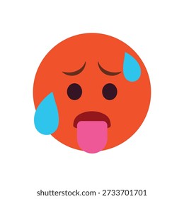 hot face sweating tongue out red temperature heat fever emoji symbol sign icon vector illustration isolated flat heat wave