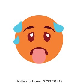 hot face sweating tongue out red temperature heat fever emoji symbol sign icon vector illustration isolated flat heat wave