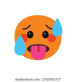 hot face sweating tongue out red temperature heat fever emoji symbol sign icon vector illustration isolated flat heat wave