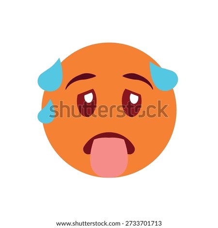 hot face sweating tongue out red temperature heat fever emoji symbol sign icon vector illustration isolated flat heat wave