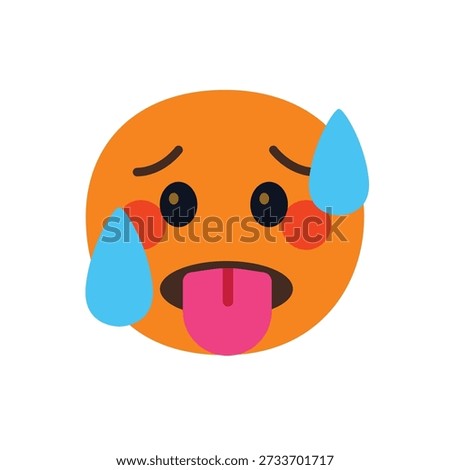 hot face sweating tongue out red temperature heat fever emoji symbol sign icon vector illustration isolated flat heat wave