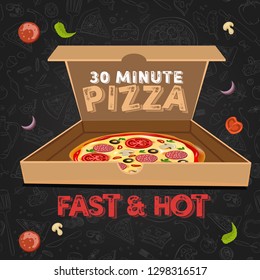 Hot and Fast pizza delivery vector design