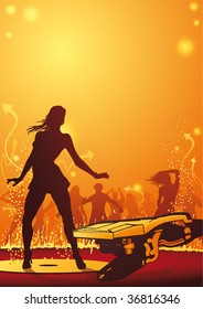 Hot female dancer in a nightclub. vector file, fully editable.
