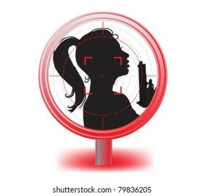 Hot Female Special Agent mit Waffe in optischer Sicht..