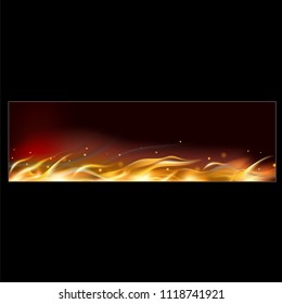 Hot fire banner with orange flames for your design