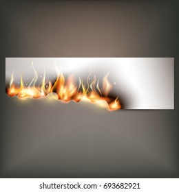 Hot fire banner with orange flames for your design