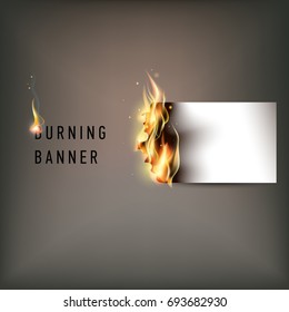Hot fire banner with orange flames for your design