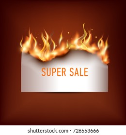 Hot fire banner with orange flames for your design