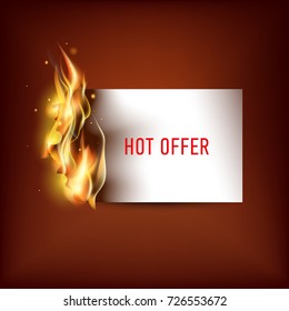 Hot fire banner with orange flames for your design