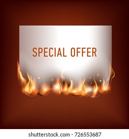 Hot fire banner with orange flames for your design