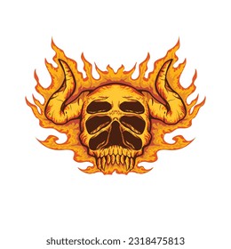 hot fire burning skull head illustration